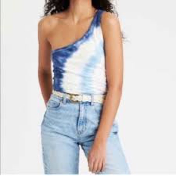 American Eagle One Shoulder Tie Dye Crop Top Women’s Large - Picture 4 of 4
